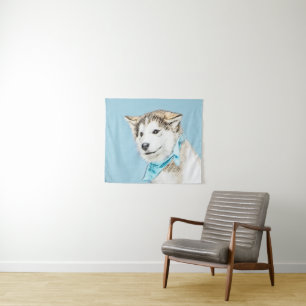 Sibirische Husky-Welpenmalerei - Original Hundesch Wandteppich