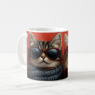 Sibirische Katze mit Herz Rosen Valentinstag Kaffeetasse