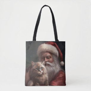 Sibirische Katze mit Santa Claus Festive Weihnacht