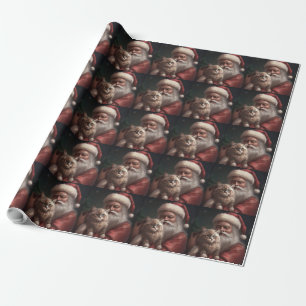 Sibirische Katze mit Santa Claus Festive Weihnacht Geschenkpapier