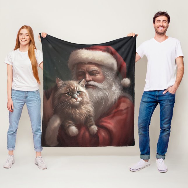 Sibirische Katze mit Weihnachtsmann Weihnachten Fleecedecke (Beispiel)
