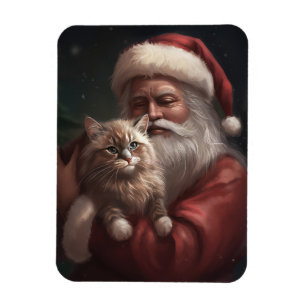 Sibirische Katze mit Weihnachtsmann Weihnachten Magnet