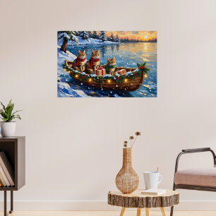 Sibirische Katze Weihnachten Boot Urlaub Poster