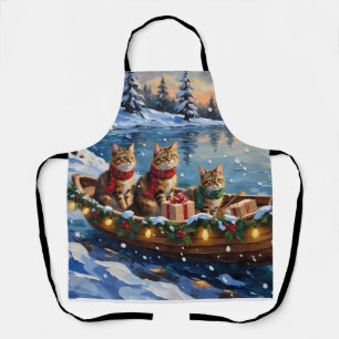 Sibirische Katze Weihnachten Boot Urlaub Schürze