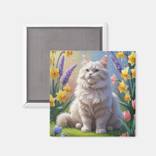 Sibirische Katzenfrühlingsblumen Malerei Magnet