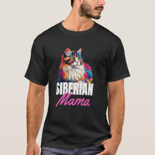 Sibirische Mama Farbige Niedliche Katzenbesitzerin T-Shirt