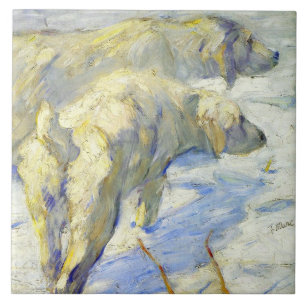 Sibirische Schafhunde im Schnee (Winterlandschaft) Fliese