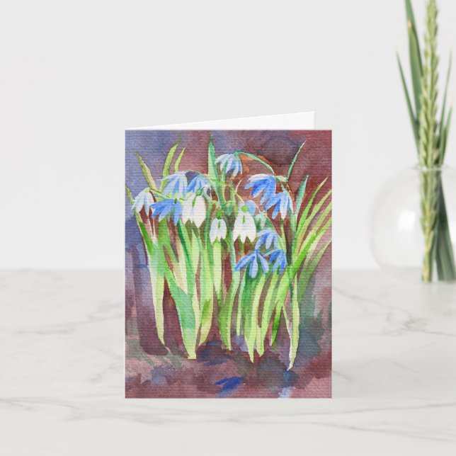 Sibirische Squill-Blue-Spring-Blume Feiertagskarte (Vorderseite)