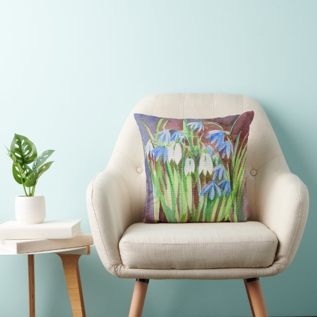 Sibirische Squill-Blue-Spring-Blume Kissen (Stuhl )