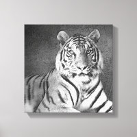 Sibirische Tiger Kunst in Schwarz und Weiß - Leinw