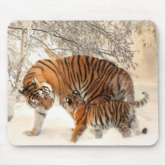 Sibirische Tigermutter und Kitten Mousepad
