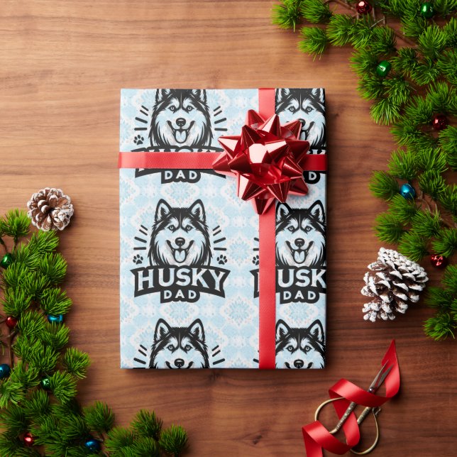 Sibirischer Geist: Die Vaterschaft als Husky-Vater Geschenkpapier (Feiertagsgeschenk)