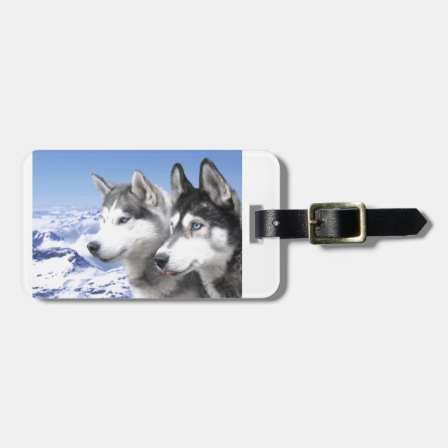 Sibirischer Huskies Gepäckanhänger (Vorderseite horizontal)