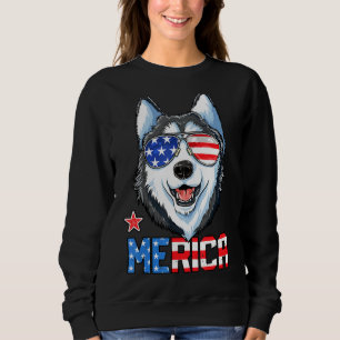 Sibirischer Husky 4. Juli Merica Männer Frauen US Sweatshirt