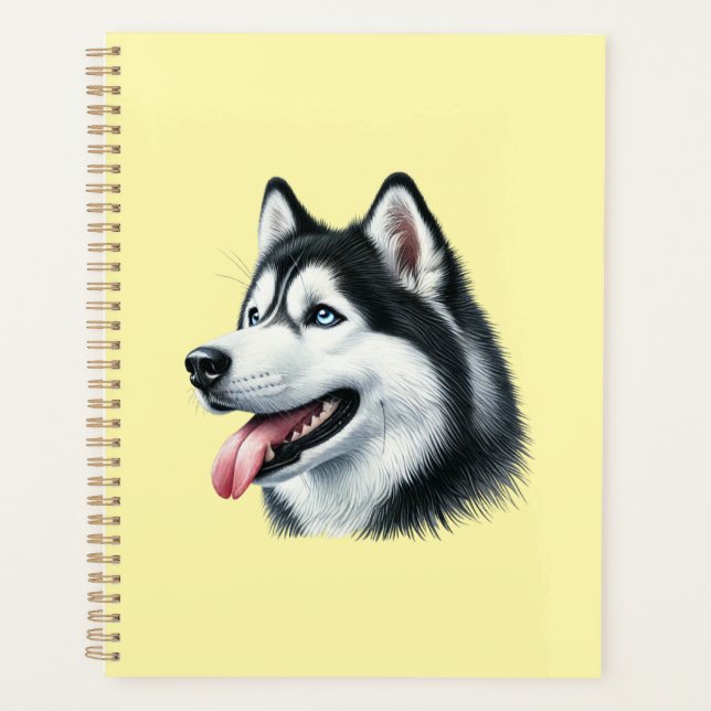 Sibirischer Husky-Aquarell-Porträt Planer (Vorderseite)