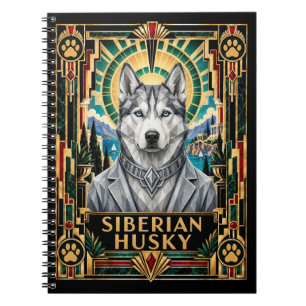 Sibirischer Husky, Art Deco Hund Notizblock