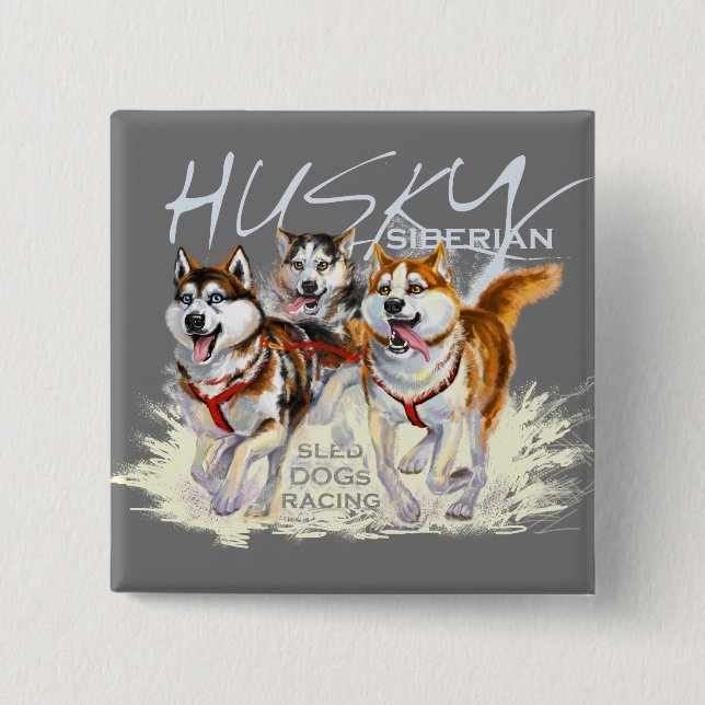 sibirischer Husky Button (Vorderseite)