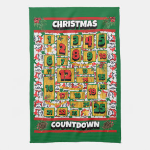 Sibirischer Husky Countdown Weihnachten Adventskal Geschirrtuch