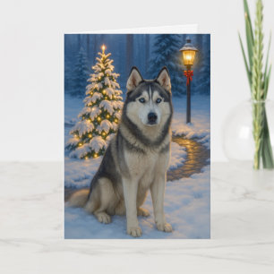 Sibirischer Husky-Feiertagskarte Feiertagskarte