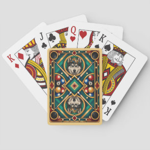 Sibirischer Husky, geometrisches Mosaik Spielkarten