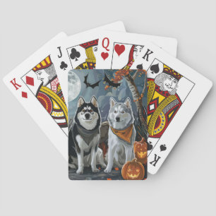 Sibirischer Husky Halloween Gruselig  Spielkarten