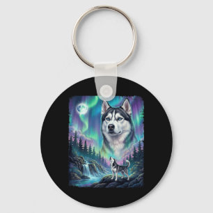 Sibirischer Husky heult Nordlichter Hundebesitzer Schlüsselanhänger