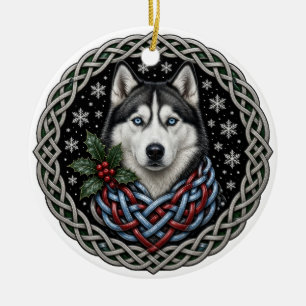 Sibirischer Husky Holly Celtic Weihnachten Keramik Ornament