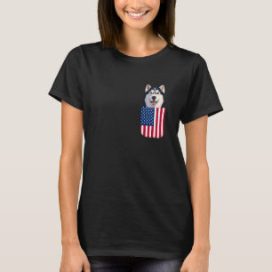 Sibirischer Husky Hund Amerikanische Flagge Patrio T-Shirt