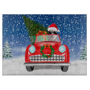 Sibirischer Husky-Hund Autofahrer im Schnee Weihna Schneidebrett