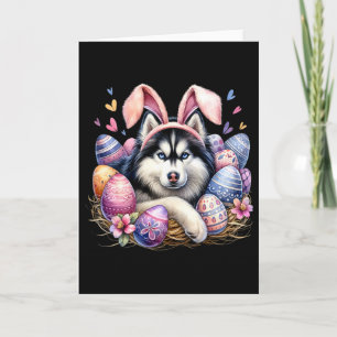 Sibirischer Husky Hund Hasenohren Ostertag Karte