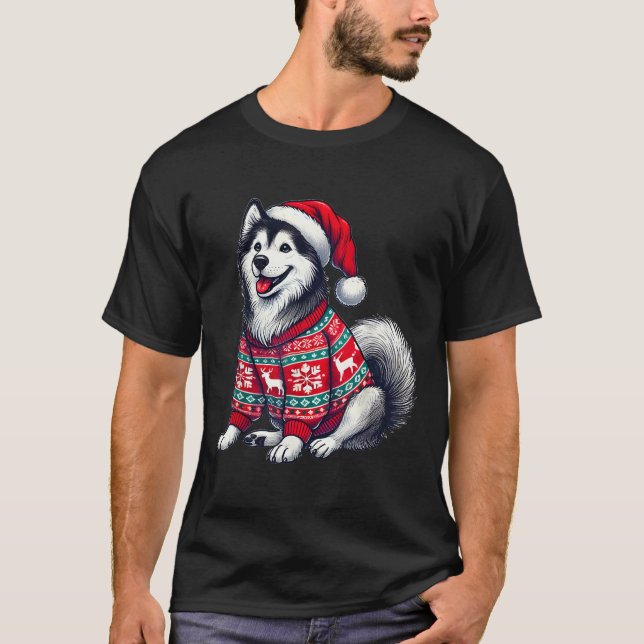 Sibirischer Husky Hund hässlicher Pullover Weihnac (Vorderseite)