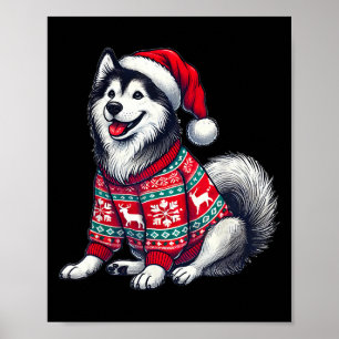 Sibirischer Husky Hund hässlicher Pullover Weihnac Poster