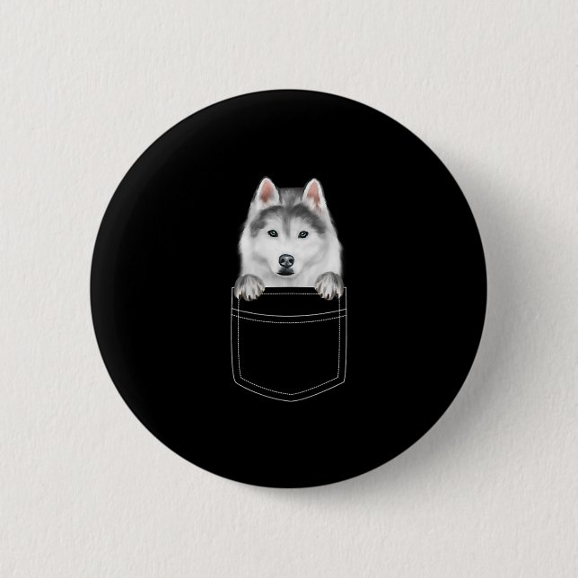 Sibirischer Husky-Hund in Pocket |Funny Dog Lover  Button (Vorderseite)