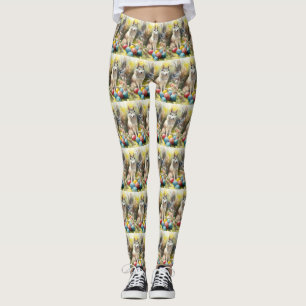 Sibirischer Husky-Hund mit Ostereiern Feiertag Leggings