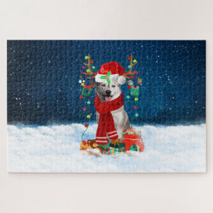 Sibirischer Husky-Hund mit Weihnachtsgeschenken Puzzle