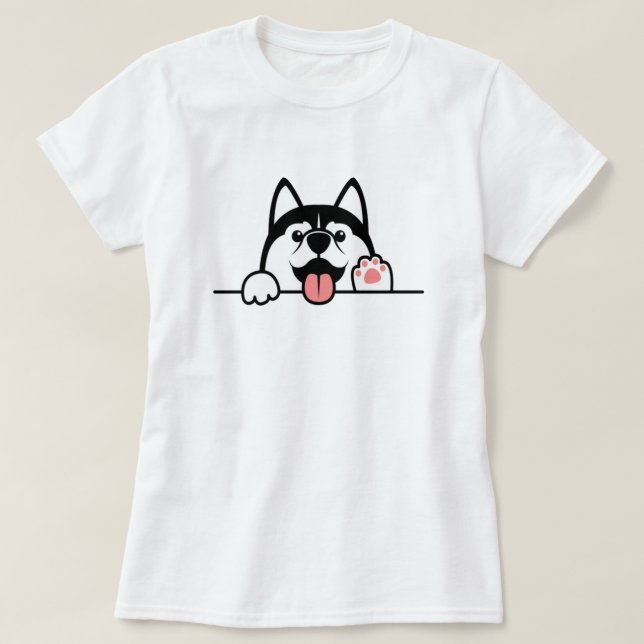 Sibirischer Husky-Hund, Niedliche Pflaster über de T-Shirt (Design vorne)
