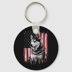 Sibirischer Husky Hund Papa Mama Amerika 4. Juli Schlüsselanhänger