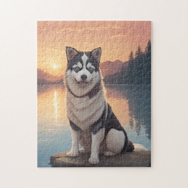 Sibirischer Husky Hund   Puzzle (Vertikal)