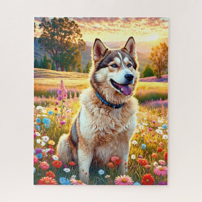 Sibirischer Husky Hund   Puzzle (Vertikal)
