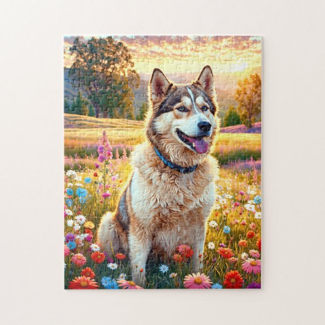 Sibirischer Husky Hund   Puzzle (Vertikal)
