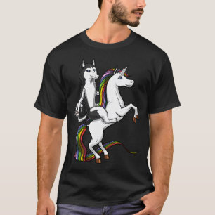 Sibirischer Husky Hund reitet Einhorn T-Shirt