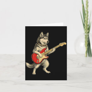 Sibirischer Husky Hund spielt elektrischen Gitarre Karte