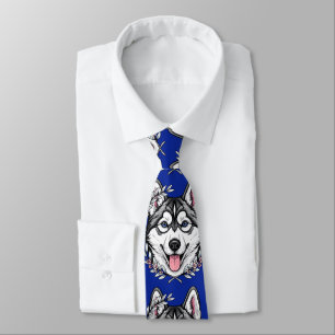 Sibirischer Husky-Hund und Berglorbeerblüte Krawatte