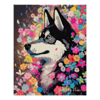 Sibirischer Husky Hund und Blume 004 - Schneiderju