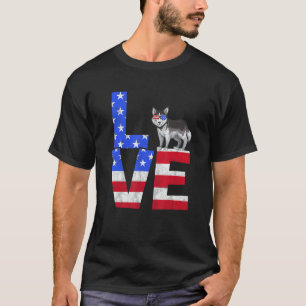 Sibirischer Husky Hund USA-Flagge Sonnenbrille 4.  T-Shirt