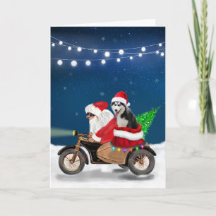 Sibirischer Husky Hund Weihnachten Santa Claus Karte