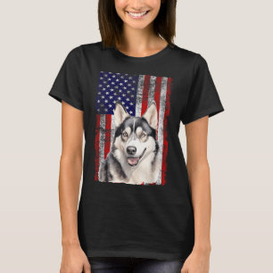Sibirischer Husky-Hundefan Flagge 4. Juli T-Shirt