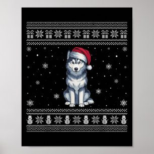 Sibirischer Husky-Hundefreunde Männer Frauen Santa Poster
