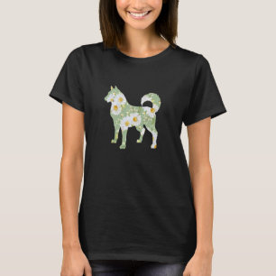 Sibirischer Husky-Hundemutter mit Gänseblümchen, f T-Shirt
