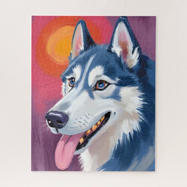 Sibirischer Husky | Hundeporträtmalerei Puzzle (Vertikal)